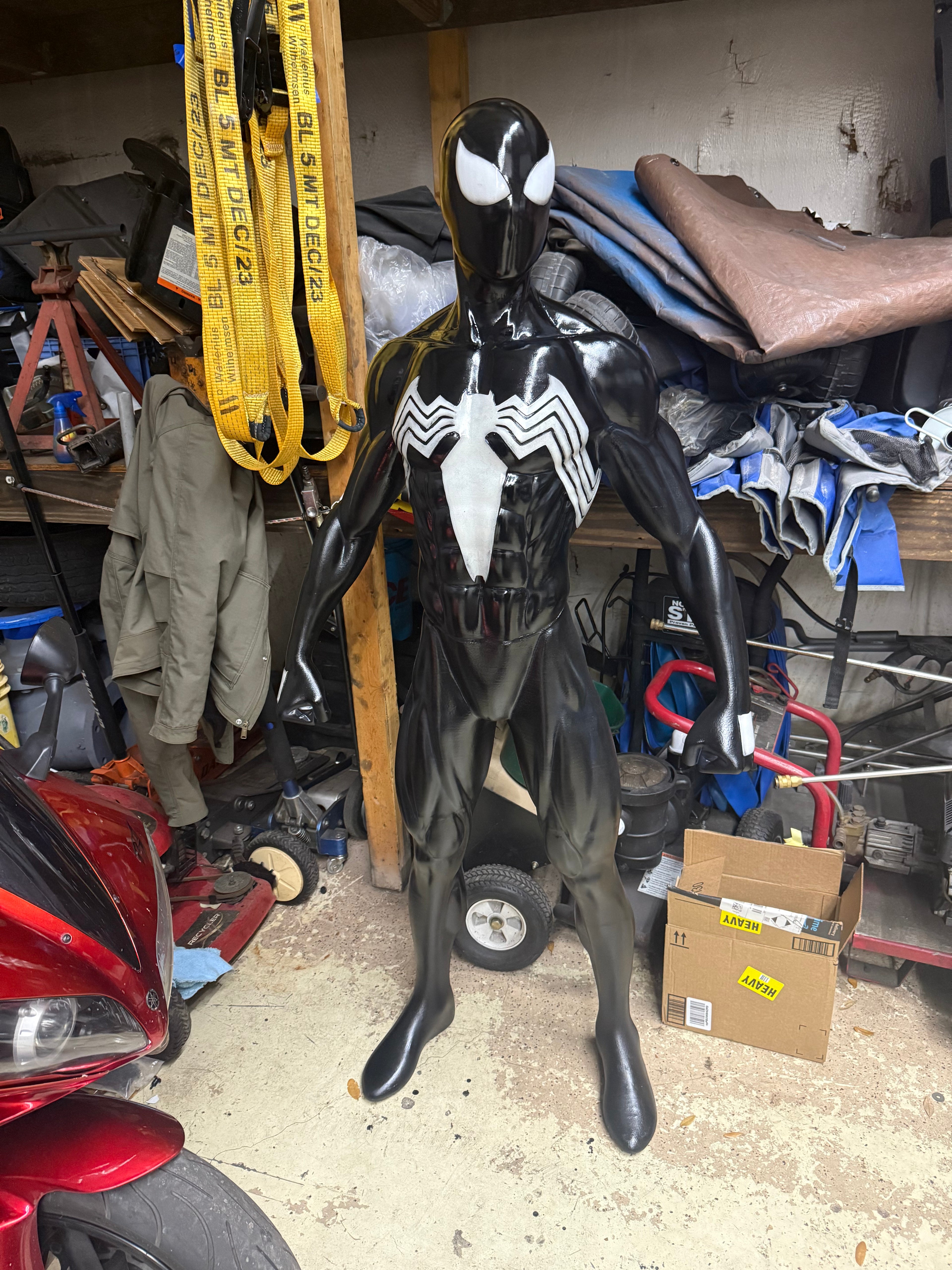 life size black suit spiderman